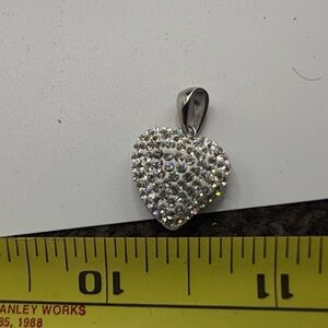 Sparkling Crystal Pavé Heart Pendant - Silver Tone JCM stainless steel